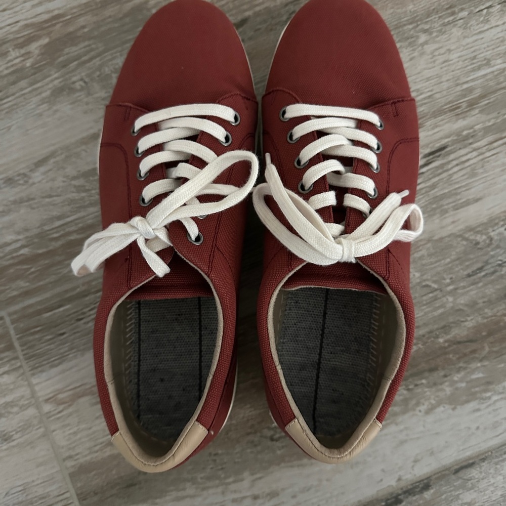 Abeo Red Canvas Sneakers with White Laces